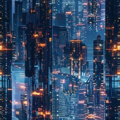 Poster - Cyberpunk Cityscape with Neon Lights.