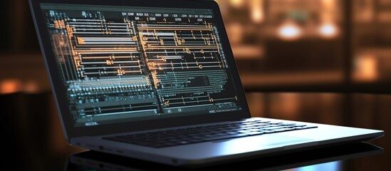 Software developer programming code on computer.