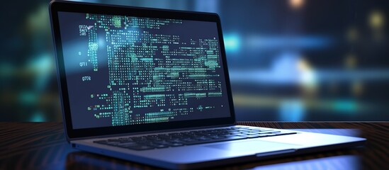 Software developer programming code on computer.
