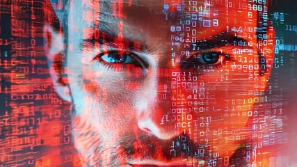 Software engineer working with source code and binary data stream