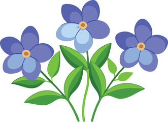 Wall Mural - Delightful blue flowers with green leaves arranged beautifully in a vector illustration.