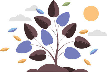 Wall Mural - A tree with vibrant leaves stands in soil.