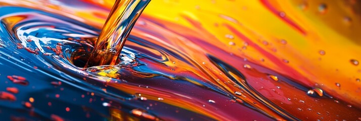 Wall Mural - Abstract Colorful Liquid Swirling in Motion - Abstract image of colorful liquid swirling and mixing, symbolizing creativity, energy, flow, movement, and transformation.