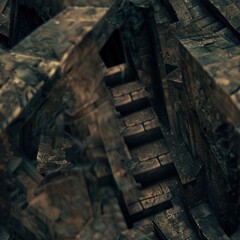 Poster - Stone steps leading up into a dark, mysterious doorway.