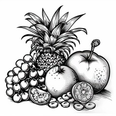 Wall Mural -  fruit and vegetables coloring book