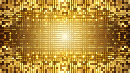 Golden Mosaic Abstract Vector Background: Shimmering Squares and Circles  Generative AI