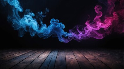 Wall Mural - Abstract Smoke and Mist on Wooden Surface