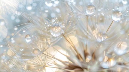 Poster - Delicate Dandelion Seeds with Dew Drops