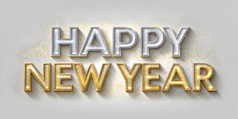 Wall Mural - gold and silver happy new year text