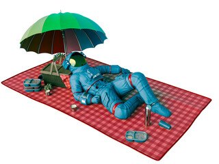 Wall Mural - astronaut doing a picnic time