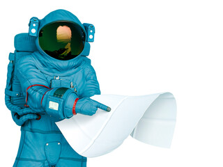 Wall Mural - astronaut lost and trying to read a map