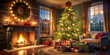 © mahmood - interior Christmas magic glowing tree fireplace