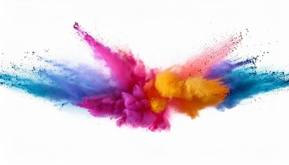 Wall Mural - freeze motion of colored powder explosions isolated on white background