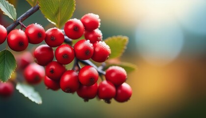 Wall Mural - red berries on a branch with blurred background