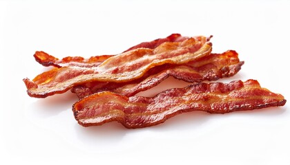 Wall Mural - strips of fried bacon isolated on white