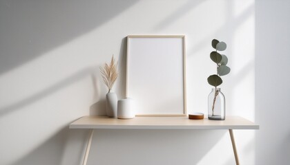 Wall Mural - clean and minimalistic mockup against a pristine white background