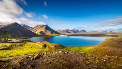 Wall Mural - landscape with lake and mountains iceland beaty landscape