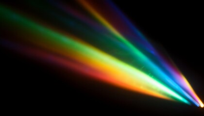 Wall Mural - ethereal rainbow flares prism rainbow light flares overlay on black background