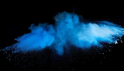 Wall Mural - abstract blue powder splatted background freeze motion of color powder exploding throwing color powder color glitter texture on black background