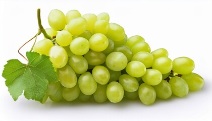 bunch of green grapes isolated on the white background