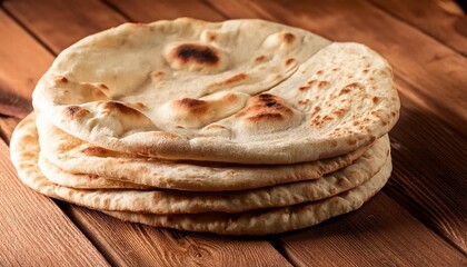 Wall Mural - a stack of pita bread on a wooden table