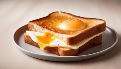 Wall Mural - sandwich egg toast with cheese on a dish