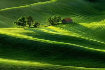 Combine harvester working on a wheat field - aerial view. Season of gathering crops. Drone flying over the field.. Beautiful simple AI generated image in 4K, unique.