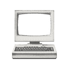 vintage computer. collage cutout element for scrapbook, poster, t-shirt. vector monochrome sticker i