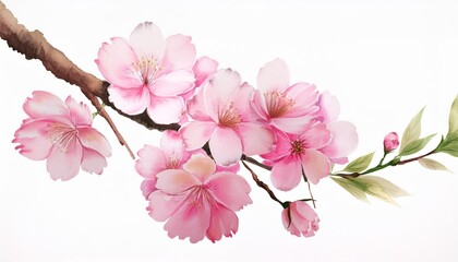 japanese sakura blossom branch in watercolor style