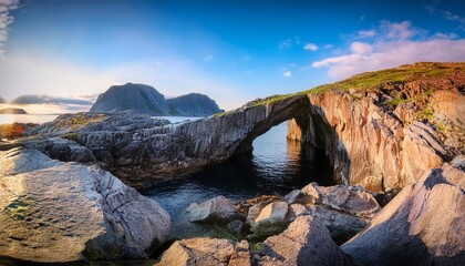 Wall Mural - nesvaghalo rock formation cave on the coast sokndal rogaland norway europe