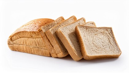 Wall Mural - whole wheat bread on white background