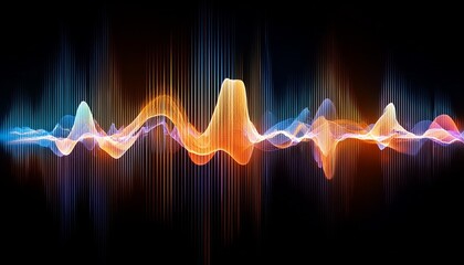 Wall Mural - sound waves illustration against black background