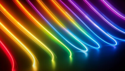 Wall Mural - glowing neon pride colors on a dark background