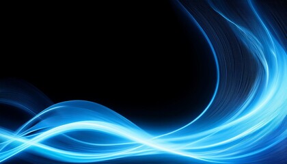 Wall Mural - abstract neon background with copy space blue light waves on a black freeze light long exposure