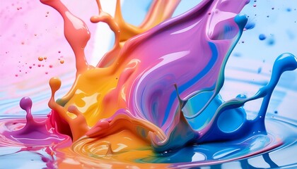 Wall Mural - abstract background with multicolored paint splashes and ripples