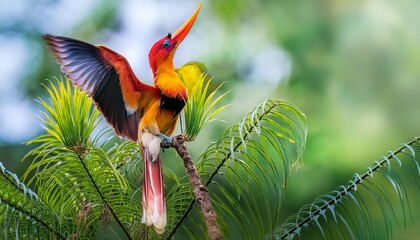 Wall Mural - cendrawasih the bird of paradise captivates with its stunning plumage its vibrant colors and elaborate dance rituals are a captivating spectacle that makes it a beloved sight