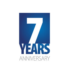 Canvas Print - 7 Year Anniversary blue white logo icon banner