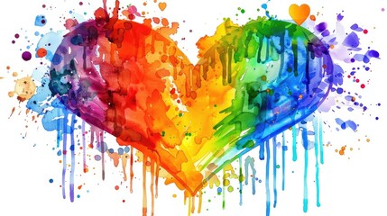 Canvas Print - Colorful heart made of paint splashes 