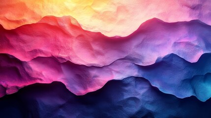 Poster - A colorful mountain range with a blue and purple peak