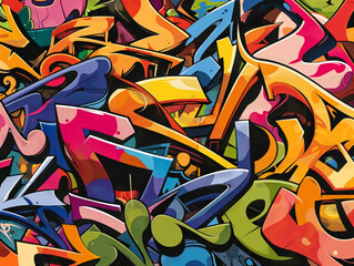 Wall Mural - A colorful graffiti of letters and numbers. The image is a vibrant and lively representation of the urban art scene