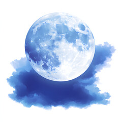 nightly sky with large full moon isolated on white background, png