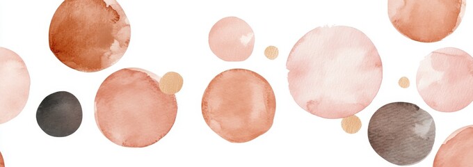 Canvas Print - Set of watercolor round shapes with skin, body, and foundation colors on a natural rose beige and light brown round background with stains of watercolour. Abstract aquarelle fills and text frames.