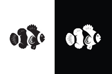 Set of fish. Fish icon vector isolated on white black background