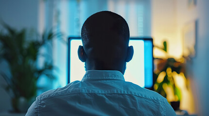 Person working at a computer in a modern office while exploring website accessibility options