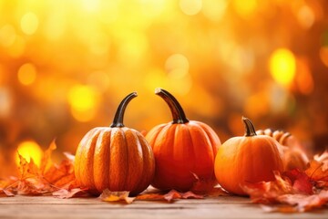 Wall Mural - Autumn background with pumpkins. Thanksgiving, fall, halloween greeting card, invitation concept