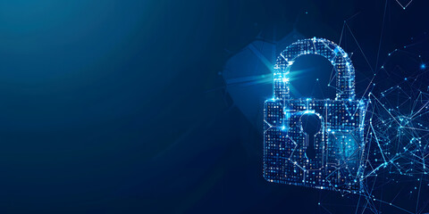 Cyber security, data protection, and cyberattacks are concepts on a blue background. Database security software development. Online security concept design