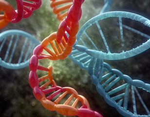 Poster - Illustrative depiction of nucleic acid double helix with connected nucleic acid molecules often called dna strand