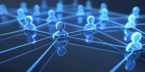 Wall Mural - abstract geometric background with many people icons. blue background visualizing social networks or