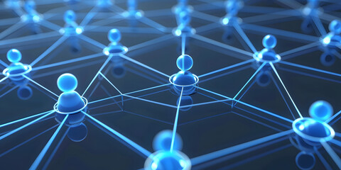 Wall Mural - abstract geometric background with many people icons. blue background visualizing social networks or