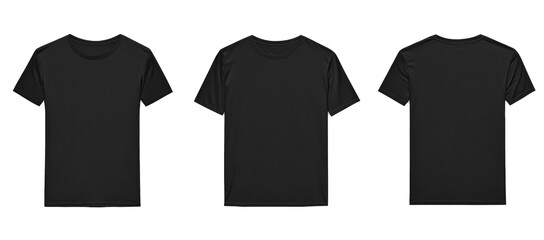 Wall Mural - A blank black t-shirt front and back, isolated on white. It can be used as a mock up template for creating your own design and printing it.